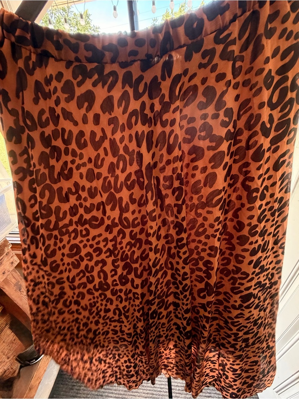 Leopard Print Midi Skirt - Brown